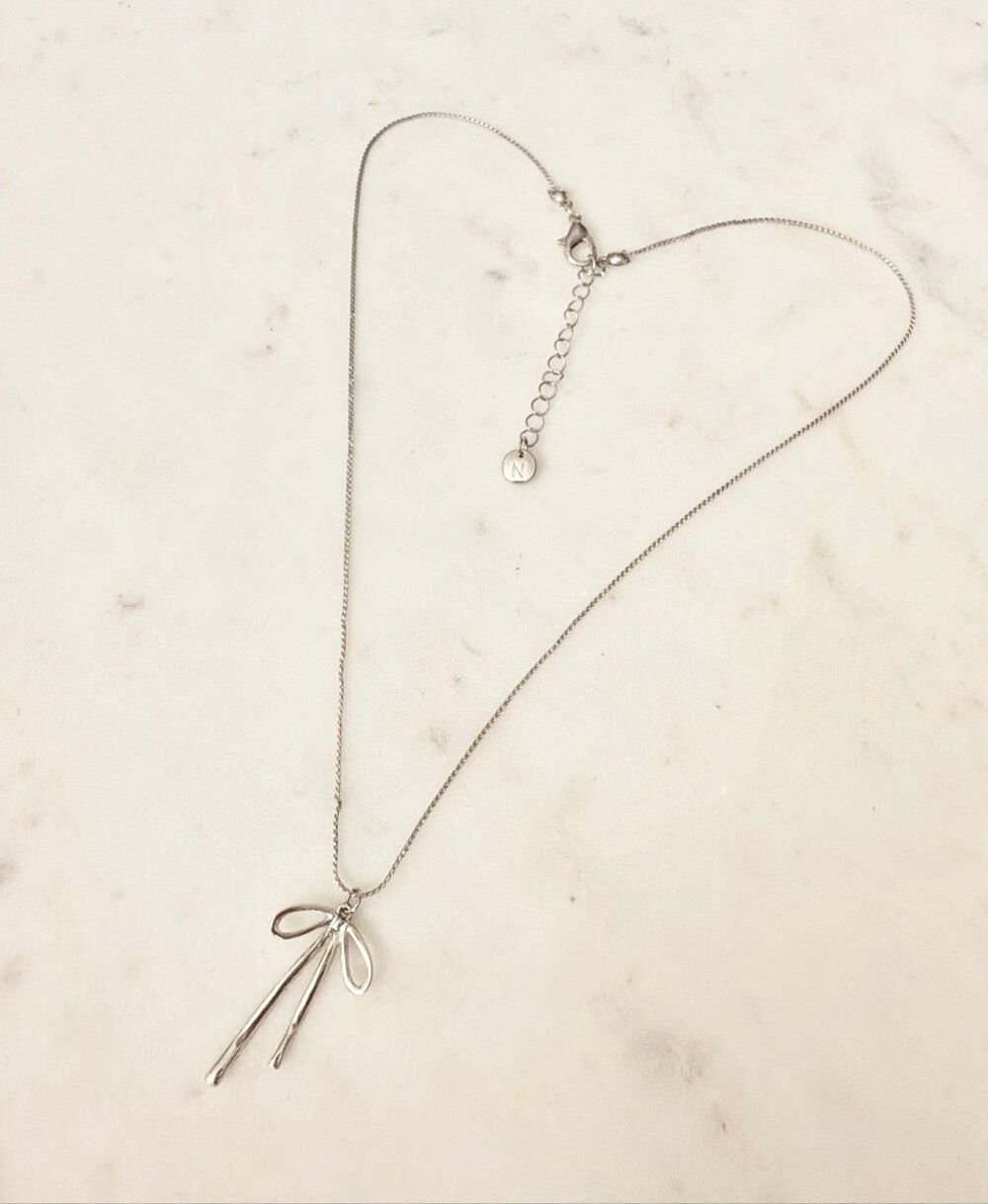 Nordstrom Silver Tone Bow Pendant Necklace